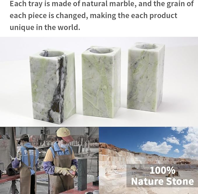 Natural Marble Flower Vase, Green Vase Modern Farmhouse Home Decor, Premium Marble Craft Vases for Living Room Shelves Table Center Wedding