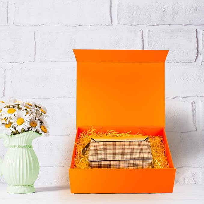 Rsgift Orange Graduation Gift Boxes, 11x7.8x3.5 Inches, with Lids, Perfect for Valentines Day, Birthdays & Presents