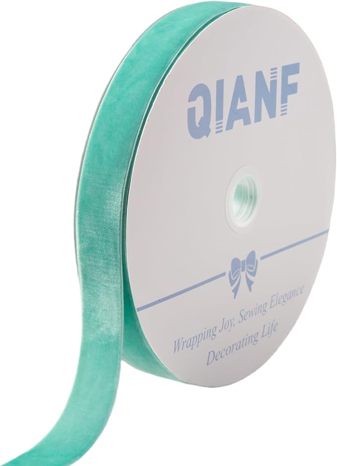 Vintage Turquoise Blue Velvet Ribbon, 1 Inch X 25Yd