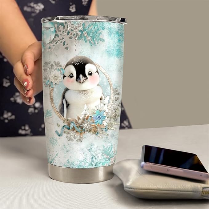 Penguin Tumbler 20oz Stainless Steel Insulated Coffee Travel Mug Cup for Women Girls Penguin Gifts for Birthday Christmas