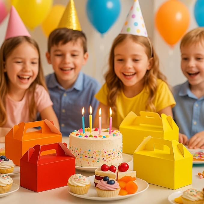 12Pack Large Party Favor Boxes,Yellow Treat Boxes,XiePiPiPaper(9.45*5*5"),Large Goodie Boxes, Gable Gift Boxes with Handles,Candy Boxes for Kids Birthday Baby Shower Wedding Halloween Christmas.