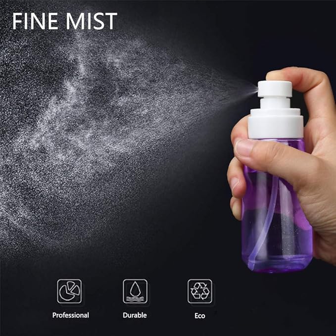 Cosywell Fine Mist Spray Bottle 3.4oz/ 100ml Empty Cosmetic Refillable Travel Containers Plastic Hair Spray Bottle Sprayer for Perfume Skincare Makeup Lotion (3Purple)