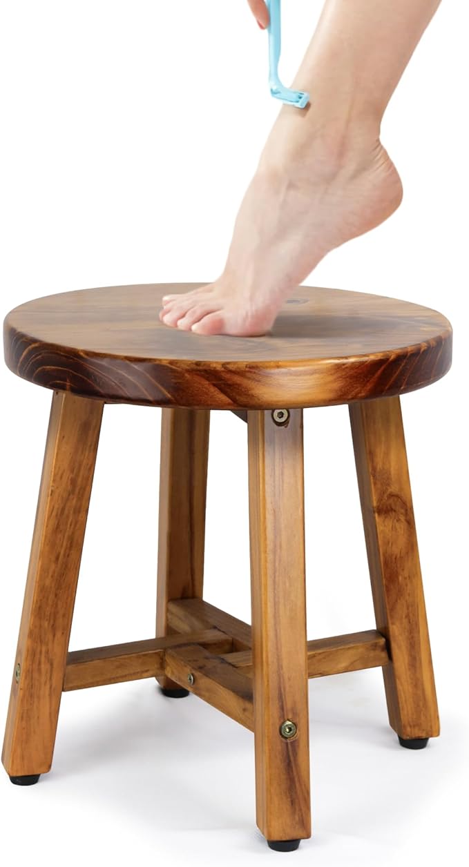 ENKEZI Shower Foot Rest 12 in - Shower Stool for Shaving Legs, Small Corner Bathroom Bench Suitable for Small Shower Spaces - Bath Seat, Spa Foot Rest Shaving Stool