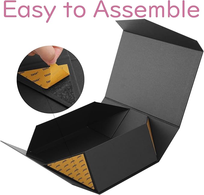 JINMING Sturdy Gift Box, 10.5x7.7x3.8 inches, Matte Black, Collapsible, Magnetic Closure, Rectangular, Groomsman Proposal Box