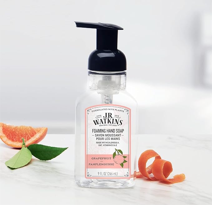 J.R. Watkins Foaming Hand Soap with Pump Dispenser, Moisturizing Foam Hand Wash, Alcohol-Free and Cruelty-Free, Grapefruit, 9 fl oz, 3 Pack