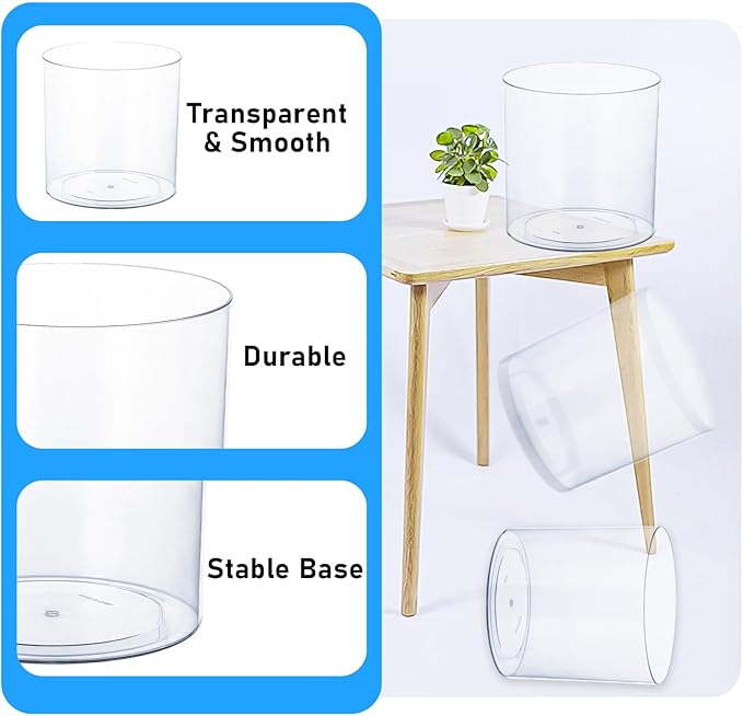 Clear Plastic Vase, Decorative Wide Flower Acrylic Cylinder Vase, Cylinder Vase Floral Container Round Plastic Vases for Home, Wedding Party, Decor, Centerpieces.7.9" x7.9