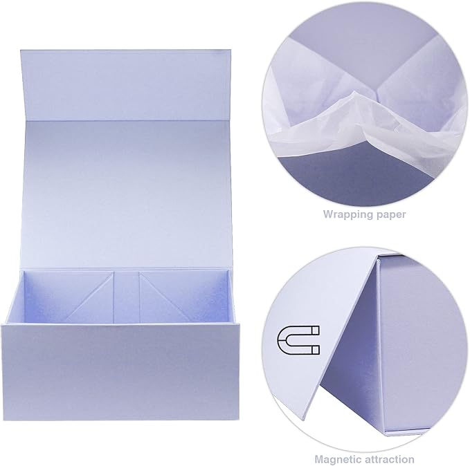 MOYEUPAC Purple Gift Box,9" X 7" X 4" with Lids for Presents Magnetic Closure Gift Packaging for Christmas, Halloween, Birthday and Various Holidays