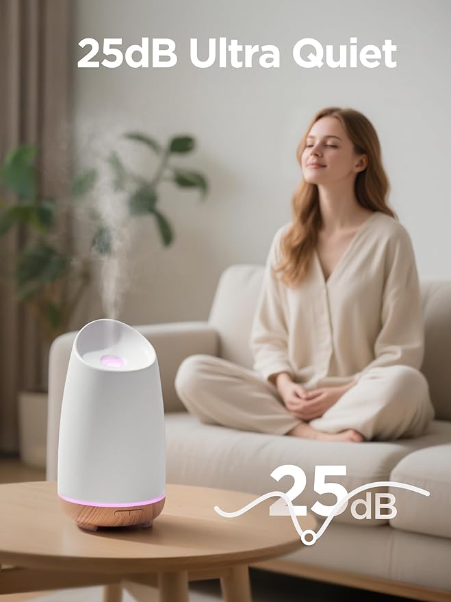 InnoGear 150ml Ceramic Oil Diffuser, Handcrafted Stone Essential Oil Diffuser Aromatherapy Diffusers Ultrasonic Cool Mist Humidifier Vaporizor 2 Mist Modes for Room Home, White Slope Cut Ceramic