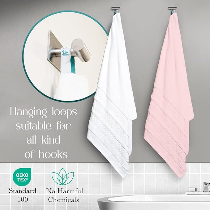 Premium Towel Set: Super absorbent, quick-drying, soft, plush. Features hanging loop, fade-resistant, eco & skin-friendly dyes. Luxury dobby design for bath or spa. (Gray, Bath Towel Set of 4)