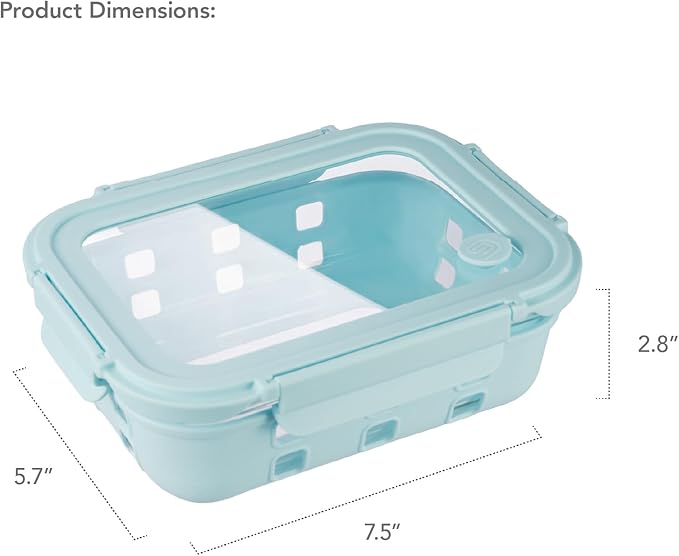 4.4 Cup Glass Food Storage Containers 5-Pack, Airtight Meal Prep Containers with Tempered Glass Lids & Non-Slip Sleeve, Leakproof, BPA-Free, Stackable, for Microwave, Dishwasher, Freezer