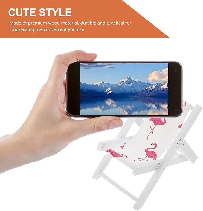 Wooden Flamingo Phone Holder Beach Chair Ornament Sturdy Mobile Stand and Small for Boys and