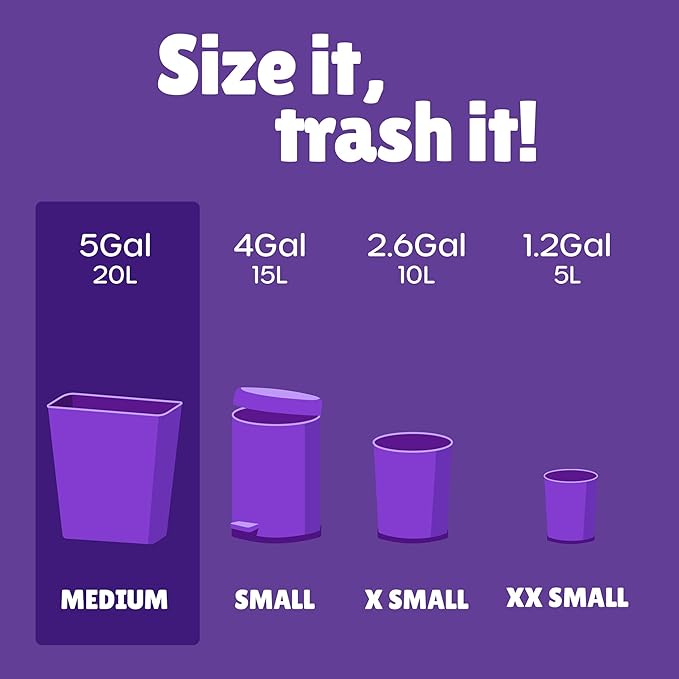 FORID Small Garbage Bags - 5 Gallon, Trash Can Liner for Home, Office, Bathroom, Bedroom, Waste Bin (5 Colors 150 Bags) - Durable & Thick Trash Bag Multi Colored