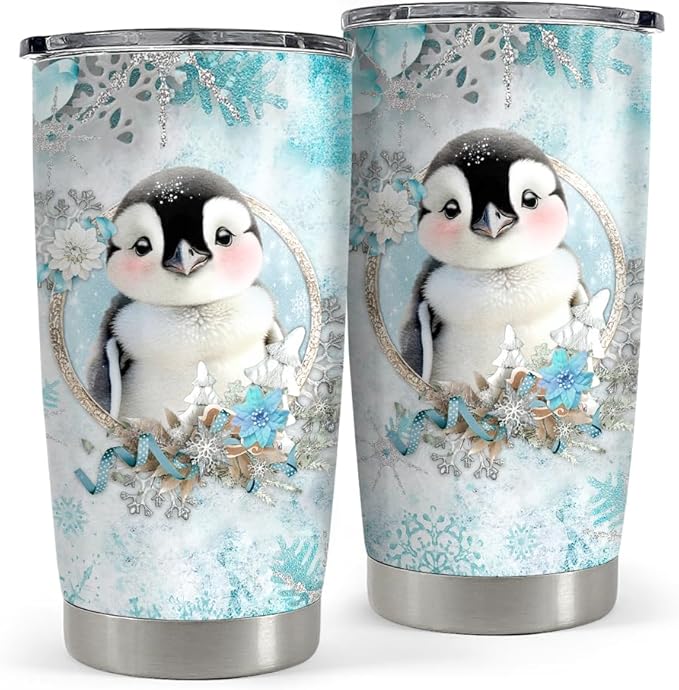 Penguin Tumbler 20oz Stainless Steel Insulated Coffee Travel Mug Cup for Women Girls Penguin Gifts for Birthday Christmas