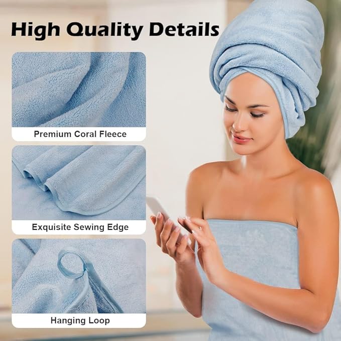 Orighty 2-Pack Microfiber Bath Towels (27'' x 54'') - Soft, Absorbent, Quick-Drying, Blue