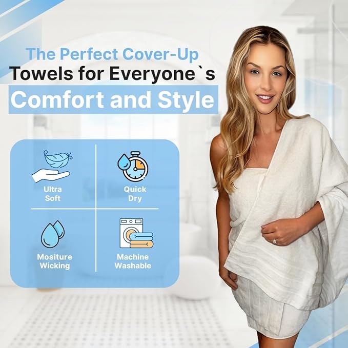 Infinitee Xclusives 100% Cotton Luxury Bath Towels Set of 2 (27x54 Inches) (Brilliant White, Bath Towels - Pack 2)