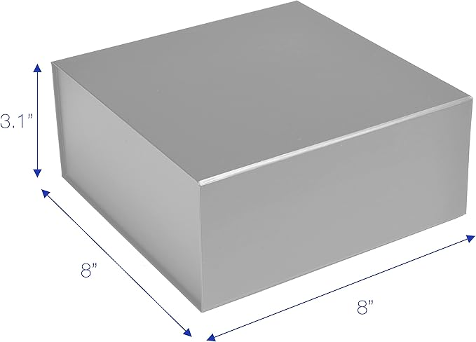 CECOBOX - Gift Boxes with Lids for Presents 8"x8"x3.1" - Matte, Collapsible Magnetic Closure Gift Box - Groomsmen & Bridesmaid Proposal Boxes, Wedding, PR, Birthdays, Holidays (Silver)