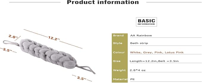 AARainbow 4 Packs Long Stretch Back Sponge with Rope Handles Back Scrubber Bath Shower Mesh Sponge Exfoliating Body Scrub Stretch Braided Loofah for Men and Women (2 Gray+2 Lotus Pink)