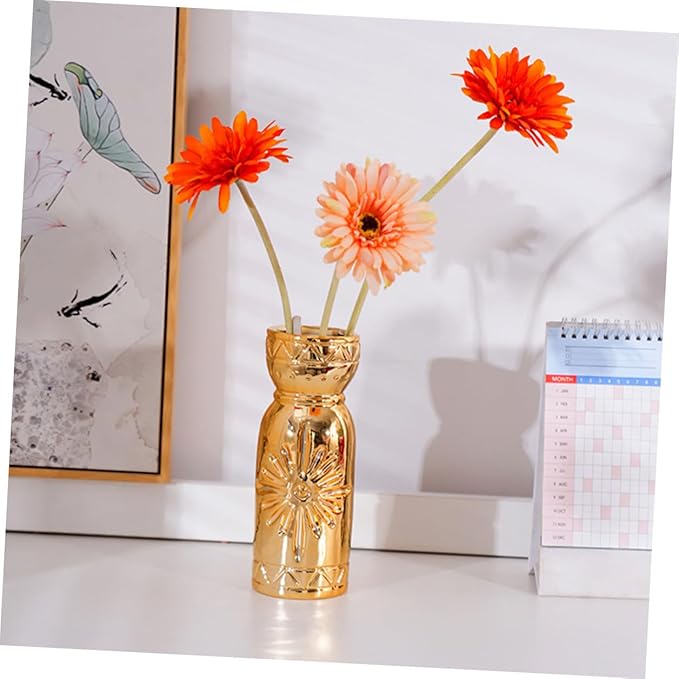 Mobestech Modern Ceramic Flower Vase Small Ribbed Table Decor for Home and Wedding Stoneware Vase Centerpiece for Dried and Artificial Flowers Versatile Shelf Accent