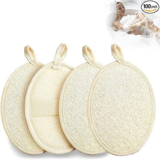 Natural Loofah Exfoliating Body Scrubber Loofah Bath Sponge, Luffa for Women and Men, Dishcloth Kitchen Cloth,100% Biodegradable Compostable, Dye Free (4 Pack) (M)
