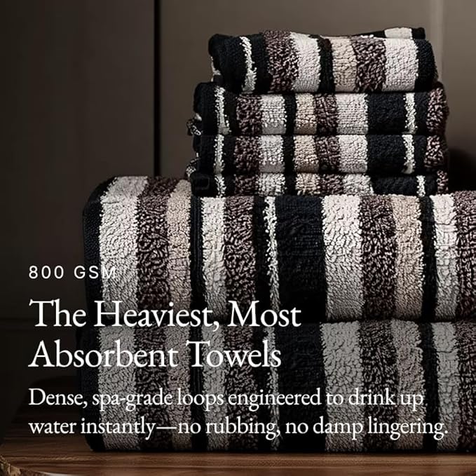 Italic Ultraplush 100% Australian Cotton Towels - Set of 2 Luxury Bath Towels, Quick Dry Plush and Absorbent, Heavy Duty Large Bath Towels, 800GSM for Bathroom & Spa (Stripe Multi-Color)