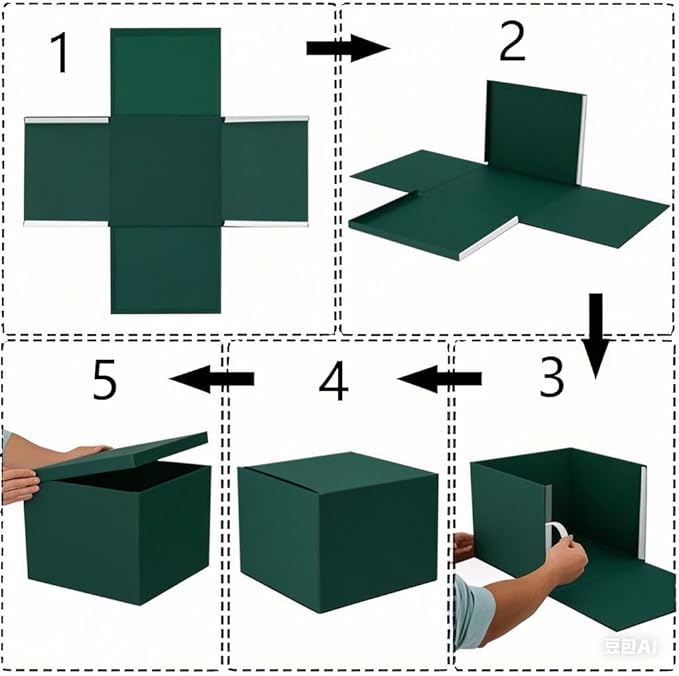 UoeRing 2Pcs Green Extra Large gift box with lids 13×13×7 Inches gift boxes for presents,Birthday Box (include Ribbon, Paper Shred Filler Gift Card & Envelopes)