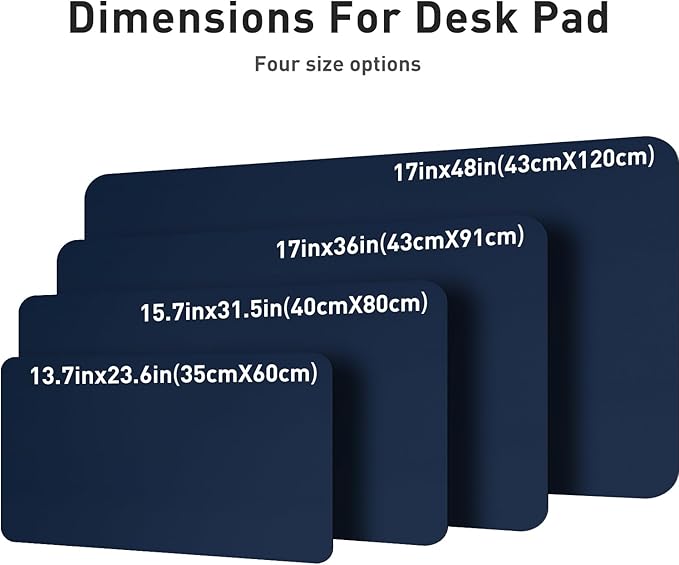 Aothia Leather Desk Pad Protector, Mouse Pad,Office Desk Mat, Non-Slip PU Leather Desk Blotter, Laptop Desk Pad, Waterproof Desk Writing Pad for Office and Home (Dark Blue,36" x 17")