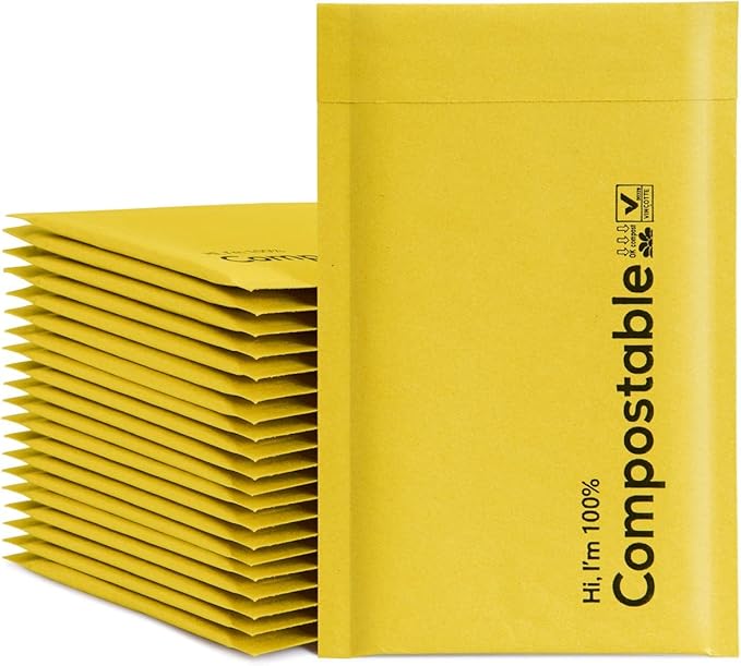 4x8 100% Biodegradable Bubble Mailers,25 Count #000 Compostable Padded Packaging Wrap Envelopes Pouches Eco Friendly Self Seal Bags