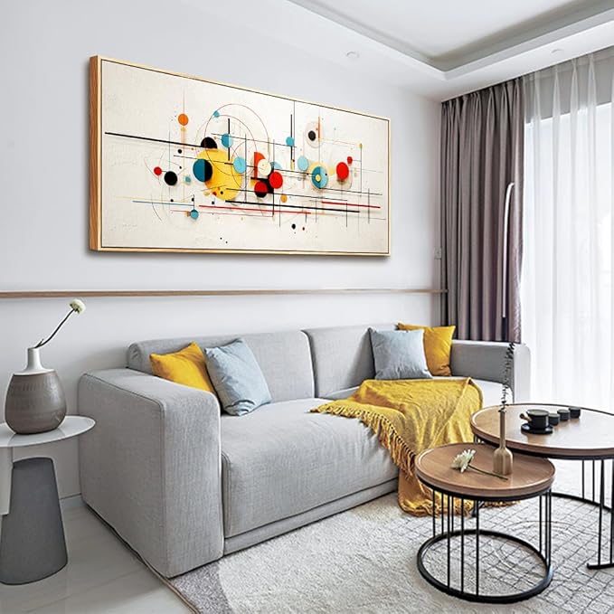hyidecorart Wood Framed Canvas Wall Art For Living Room Large Decorations For Bedroom Room Office Wall Decor Color Line Color Block Abstract Wall Painting Prints Pictures Artwork Home Decor