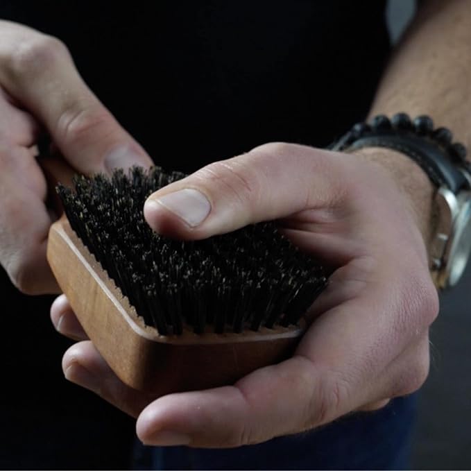 ZilberHaar Major – Men's Hair and Beard Brush – Soft Boar Bristles – Massages and Exfoliates Skin and Scalp – Ideal Men's Grooming Accessory – Made in Europe