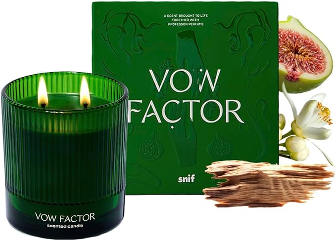Vow Factor Luxury Scented Candle by Snif, Floral and Citrus Scent, 50+ Hours, 100% Cotton Fiber Wicks, Soy Wax Blend, Non-Toxic, Vegan, 8.5 oz