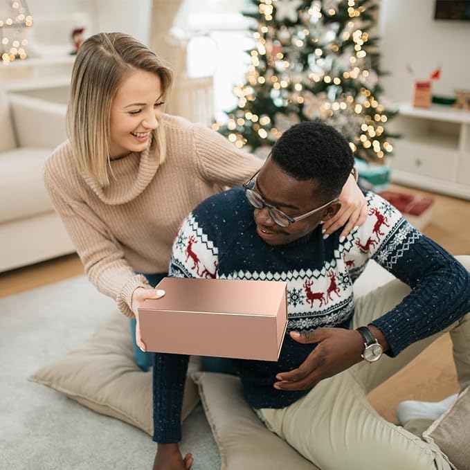 Gift Boxes 10"x6"x3" with Magnetic Closure Lid Gift Boxes for Presents,Bridesmaid Gifts Box,Cute Box,Luxury for Gift Packaging, Magnetic Gift Box for Wrapping Gifts (Rose Gold/5PCS)