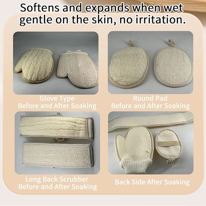 Natural Loofah Exfoliating Body Scrubber Loofah Bath Sponge, Luffa for Women and Men, Dishcloth Kitchen Cloth,100% Biodegradable Compostable, Dye Free (2 Pack) (S)
