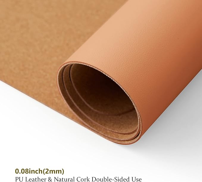 Cork Desk Mat - Dual-Sided Desk Pad for Office and Home - Desk Organization and Accessories - Ideal for Large Mouse Pad and Desk Mats on Top of Desks(Brown,80cmx 40cm)