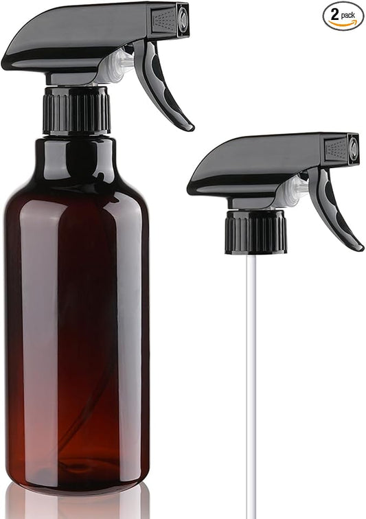 Spray Bottles Plastic Spray Bottle for Hair Mist/Stream Heavy Duty Empty Spray Bottles for Cleaning Solutions, Plants, Cooking (16.9oz-Brown+nozzle)