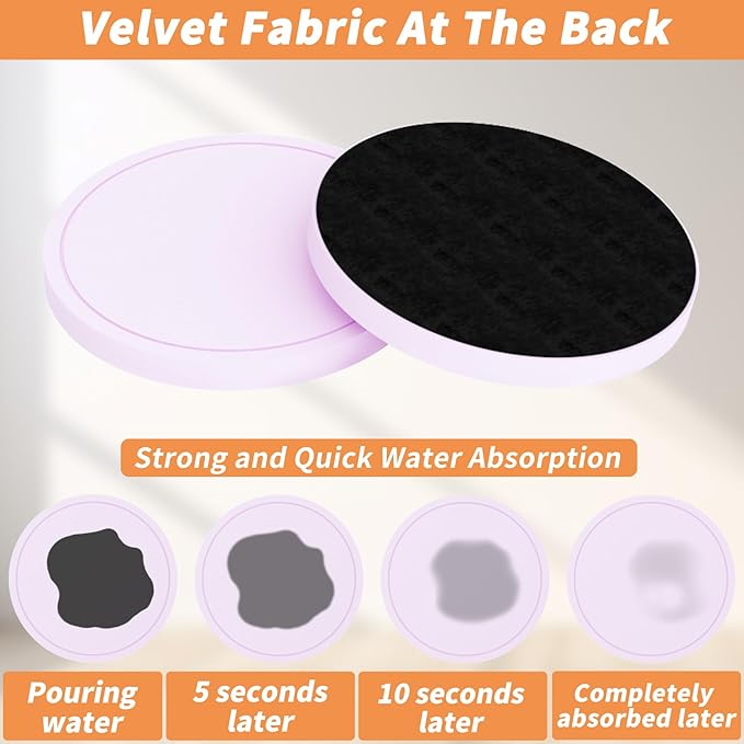 Azhou 6Pcs Drink Coaster with Holder, Lavender Absorbent Coasters for Drinks, Non-Slip with Velvet Bottom, Thick Heavy Duty 4 inch Ceramic Coasters, Home Decor Coffee Bar Accessories