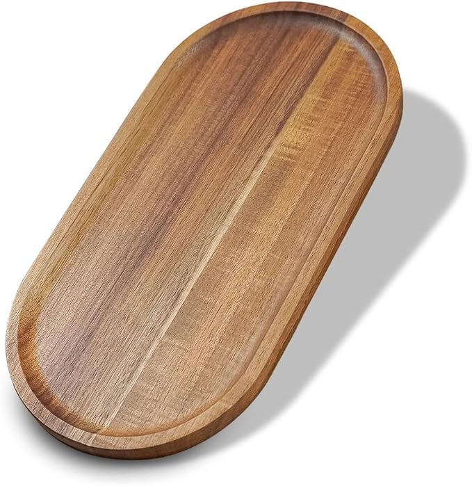 1 pcs Acacia Wood Tray 11.8×6 inch Boards Rustic Wooden Serving Trays Oval Platters Charcuterie for Party,Breakfast, Coffee Table, Home Decorative, Food Small Trays