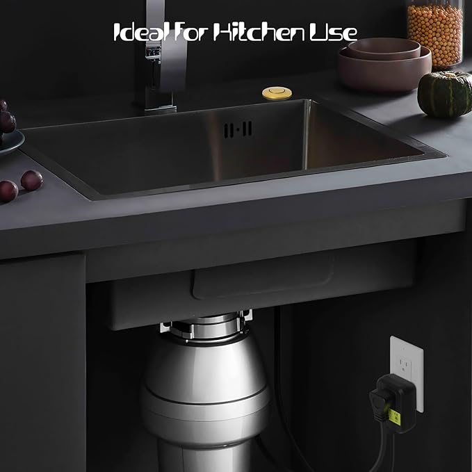 Garbage Disposal Air Switch Kit Sink Top Waste Disposal Stainless Steel Golden Brushed On/Off Air Button Food and Waste Disposals Part by Etoolcity, UL Listed