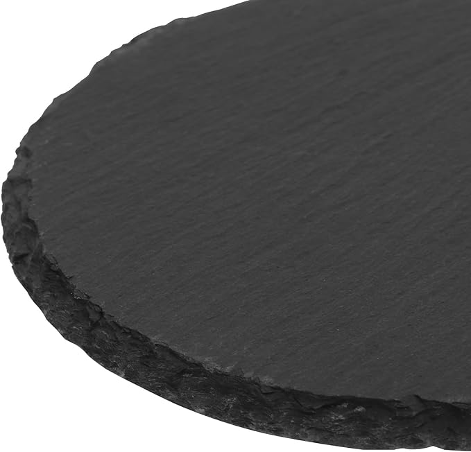 50 Pack 4 Inch Round Slate Coasters for Drinks, Black Stone Coasters with Anti-Scratch Bottom, Ideal for Home Decor, Bar, Housewarming Gifts, and Laser Engraving KUKLIPJIM