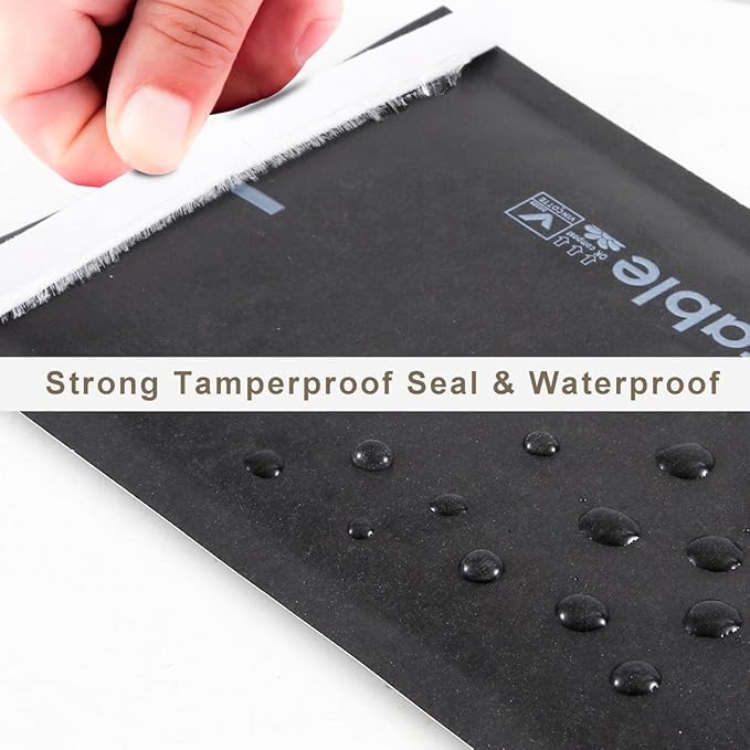 4x8 100% Biodegradable Bubble Mailers,25 Count Kraft Black #000 Compostable Padded Packaging Wrap Envelopes Pouches Eco Friendly Self Seal Bags