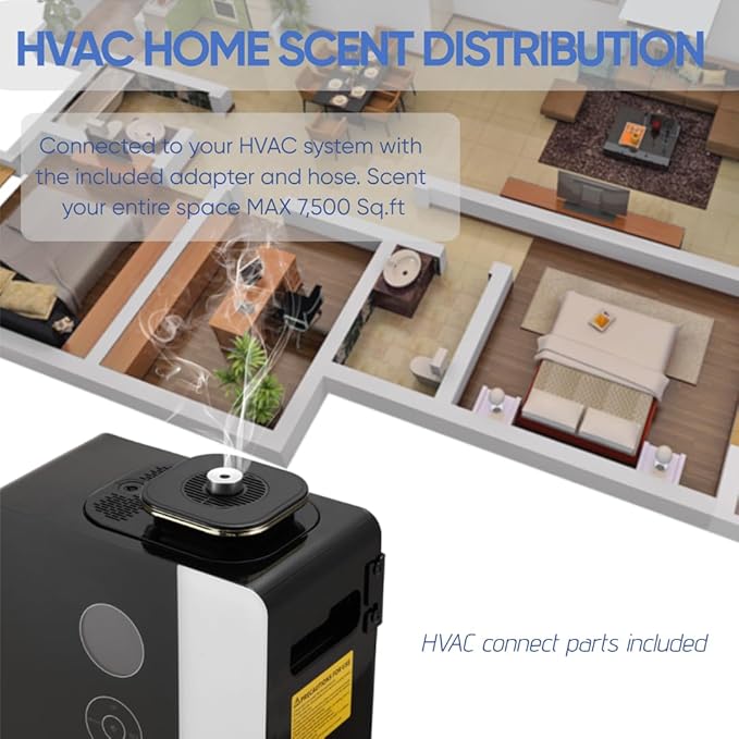 Diffuser - WiFi Air Machine for Home & Commercial Use, Covers 7500 sq. ft., Waterless Cold- Air Nebulizing HVAC Oil Diffuser for Large Room, Hotel, Spa, Office