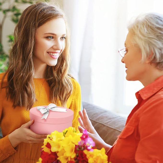 Luxury Nesting Gift Boxes - Pink with Lids, 4 Pack, Small, 17ft Ribbon for Bridesmaid, Valentines, Mother's Day, Graduation