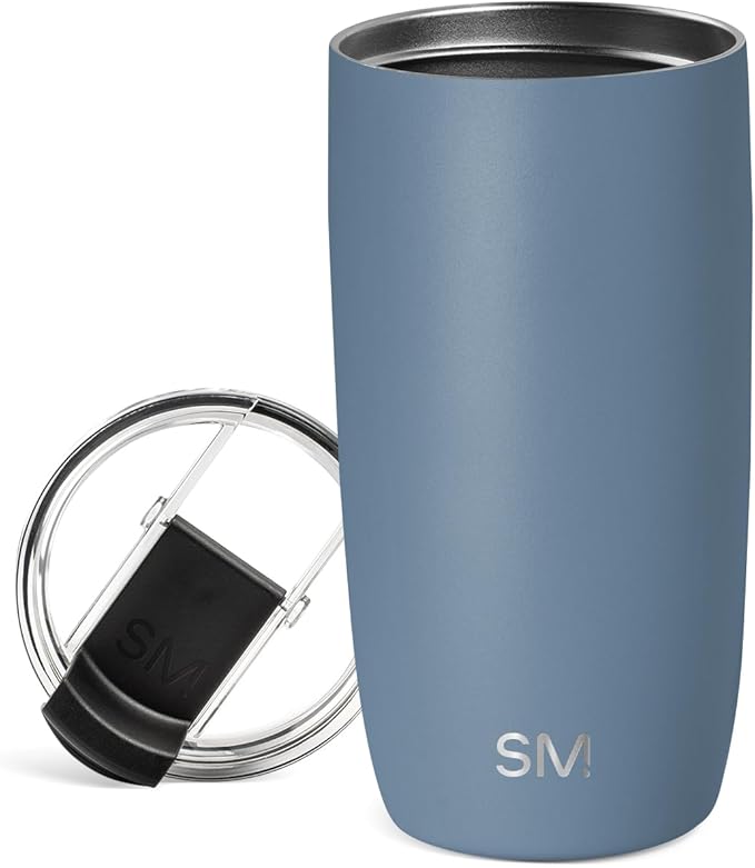 Simple Modern Travel Coffee Mug Tumbler with Flip Lid | Reusable Insulated Stainless Steel Cold Brew Iced Coffee Cup Thermos | Gifts for Women Men Him Her | Voyager Collection | 16oz | Blue Dune