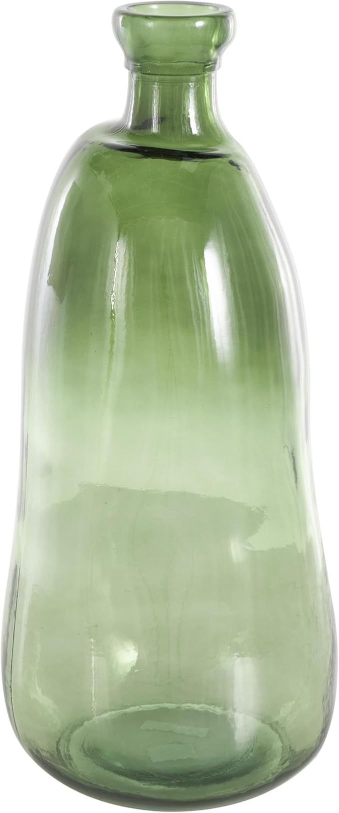 Deco 79 Recycled Glass Abstract Handmade Decorative Vase Curved Ombre Spanish Bottle Centerpiece Vase, Flower Vase for Home Decoration 9" x 9" x 20", Green