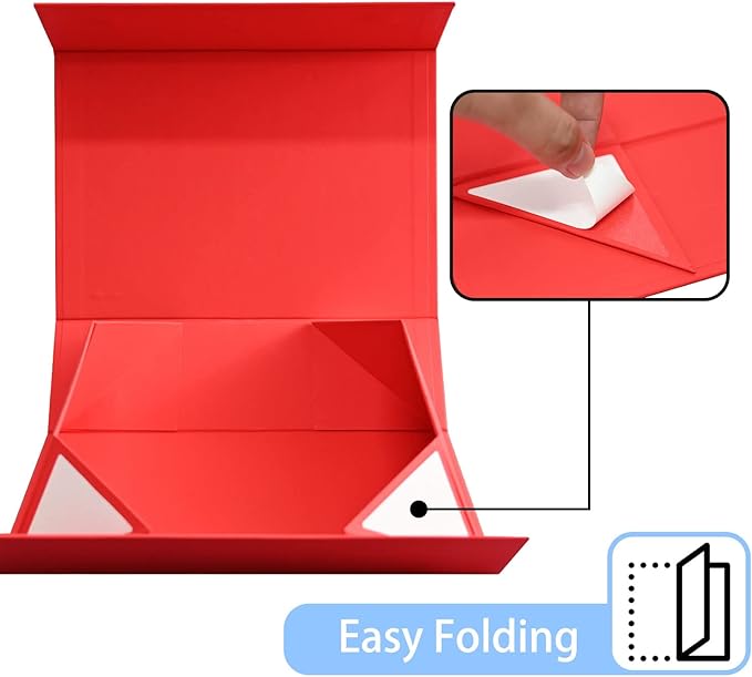 LIFELUM Christmas Boxes 2 Pack 13.85 x 8.35 x 4.45 inch Large Gift Boxes with Magnetic Lids for Presents Red Gift Boxes Valentine's Gift Box Contains Card, Ribbon, Shredded Paper Filler