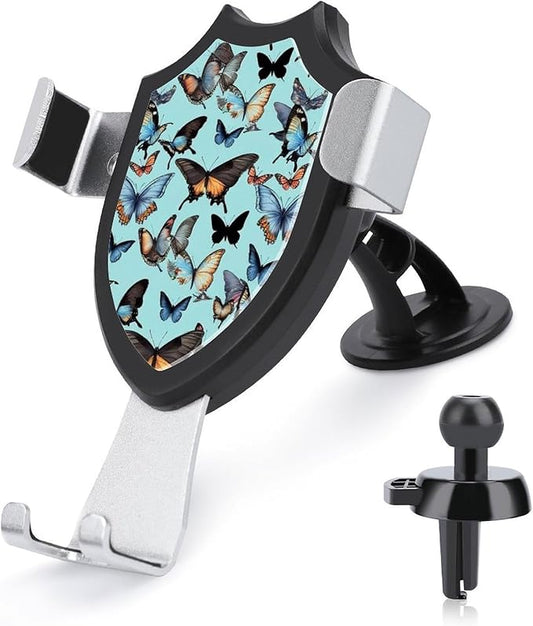 Fashion Phone Holders Phone Mount for Car Dashboard Air Vent Windshield Gothic Black Butterflies Light Blue Butterfly