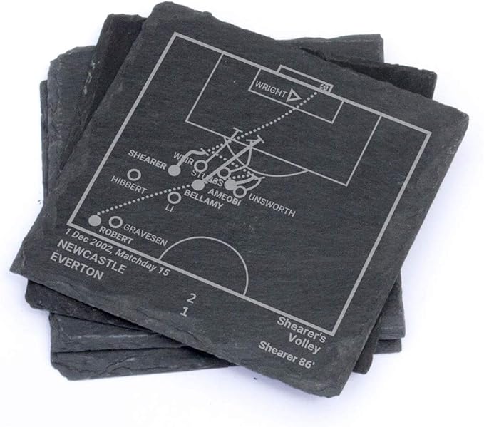 Greatest Newcastle Plays: Slate Coasters (Set of 4) | Best Gift Idea for Sports Lovers | Newcastle Historic Moments Gifts
