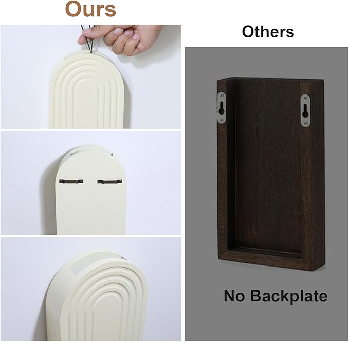 Wooden Wall Planter Vase Set of 2, Boho Hanging Planter for Indoor Plants & Flowers, Natural Wood Wall-Mounted Planters for Art Home Decor - Living Room, Bedroom, Bathroom, Patio (Milky White)