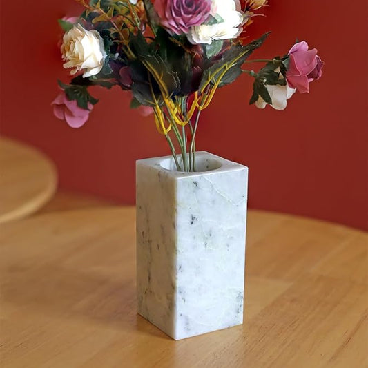 Natural Marble Flower Vase, Green Vase Modern Farmhouse Home Decor, Premium Marble Craft Vases for Living Room Shelves Table Center Wedding