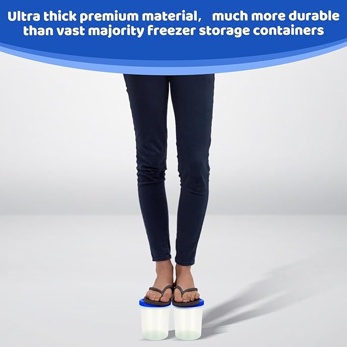 Food Storage Containers with Twist Top Lids, Ultra Thick Airtight Plastic Containers for Soup, Leftover, Ice Cream, Overnight Oats, BPA Free Stackable Freezer Containers [12 Pack-32 oz]