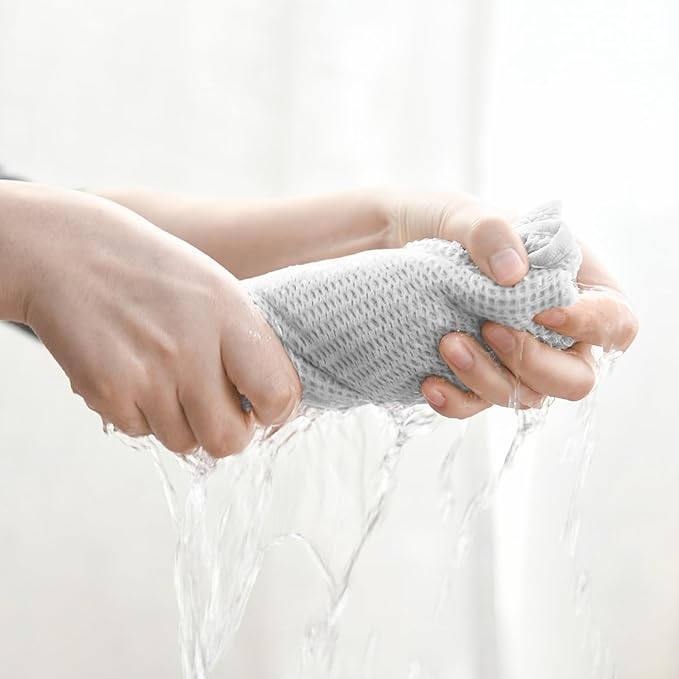 Artoid Mode 100% Cotton Light Grey Waffle Weave Kitchen Dish Cloths, 12x12 Inch Ultra Soft Absorbent Quick Drying Kitchen Dish Towels Set of 6